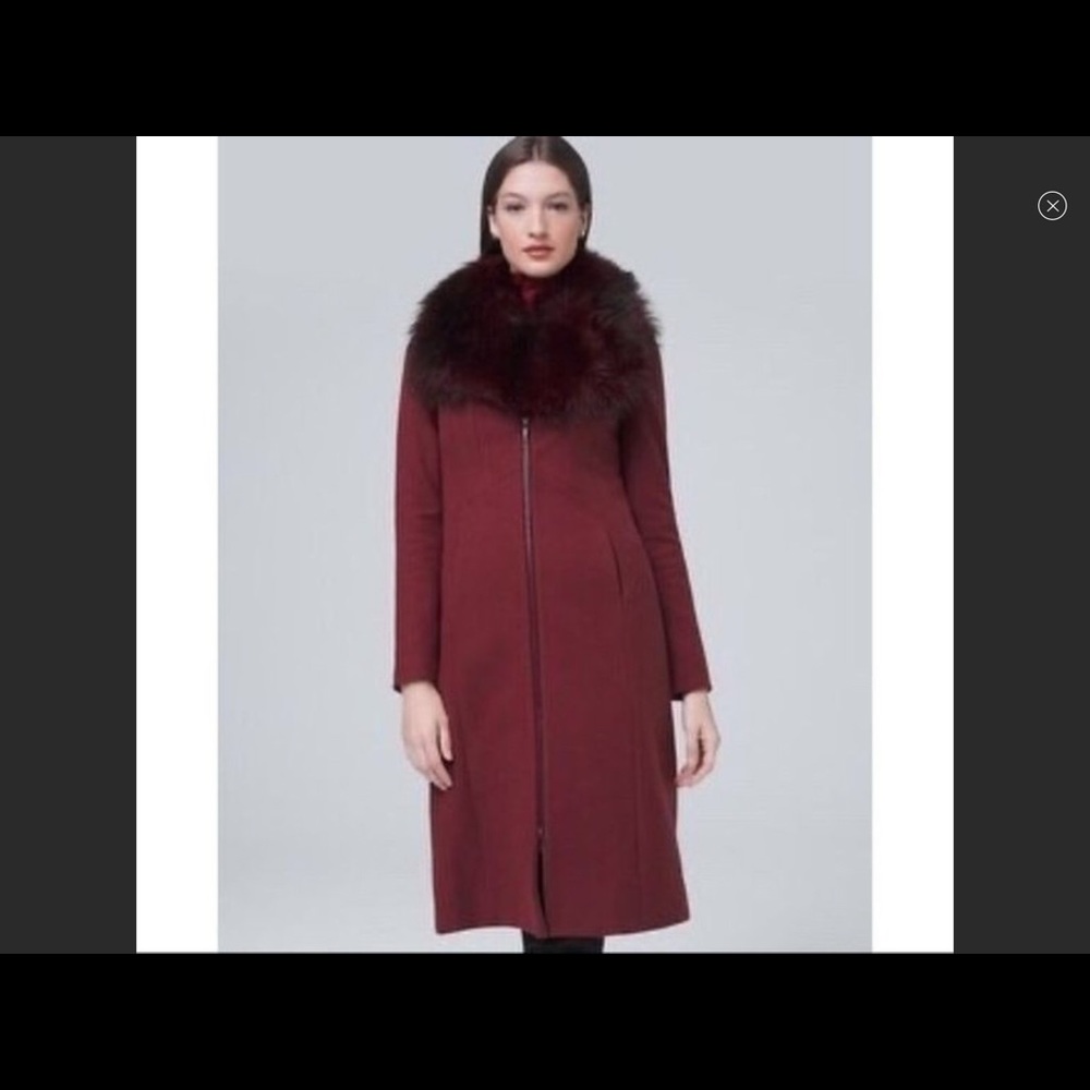 WHBM Garnet Faux Fur Coat